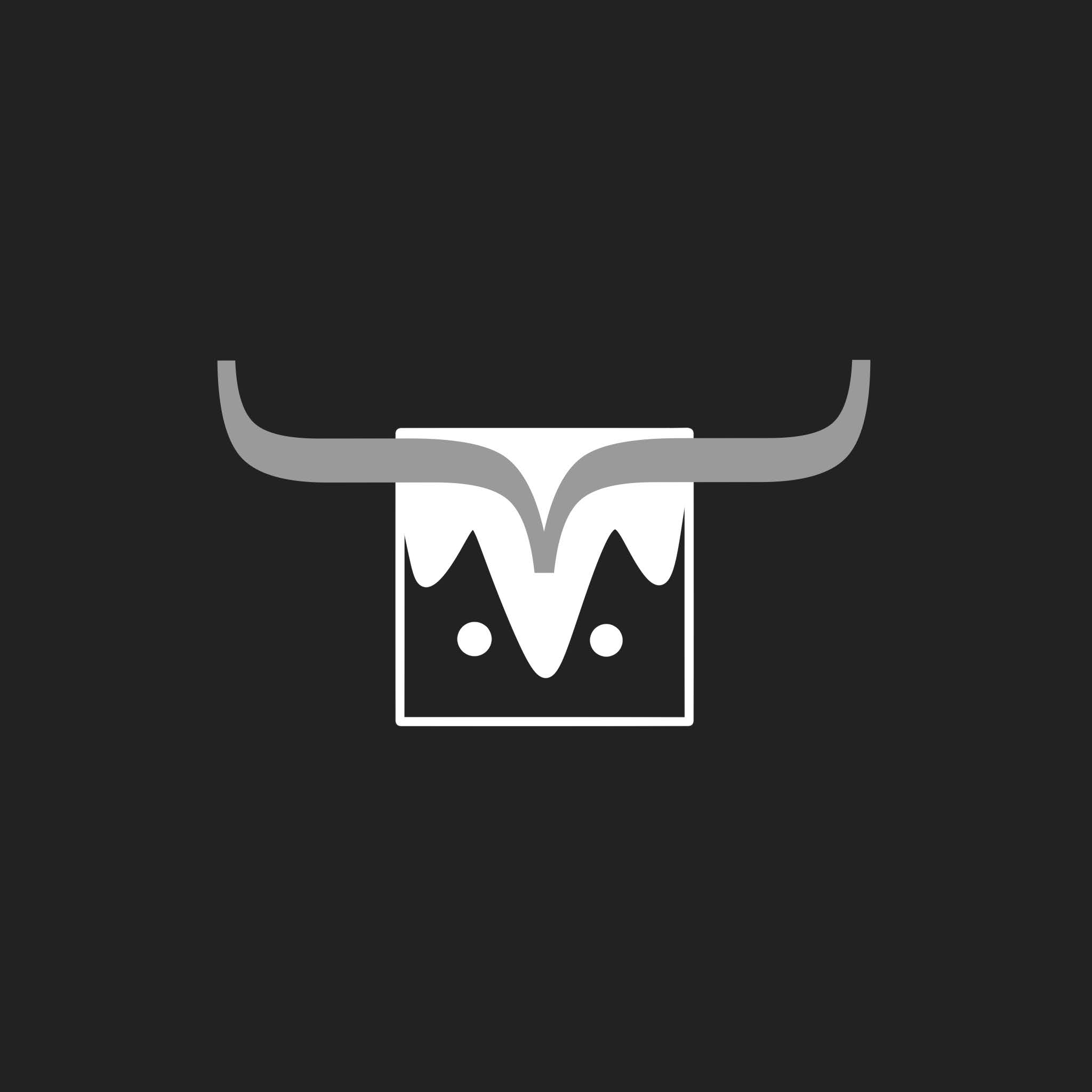 Logo blanco y gris con fondo negro