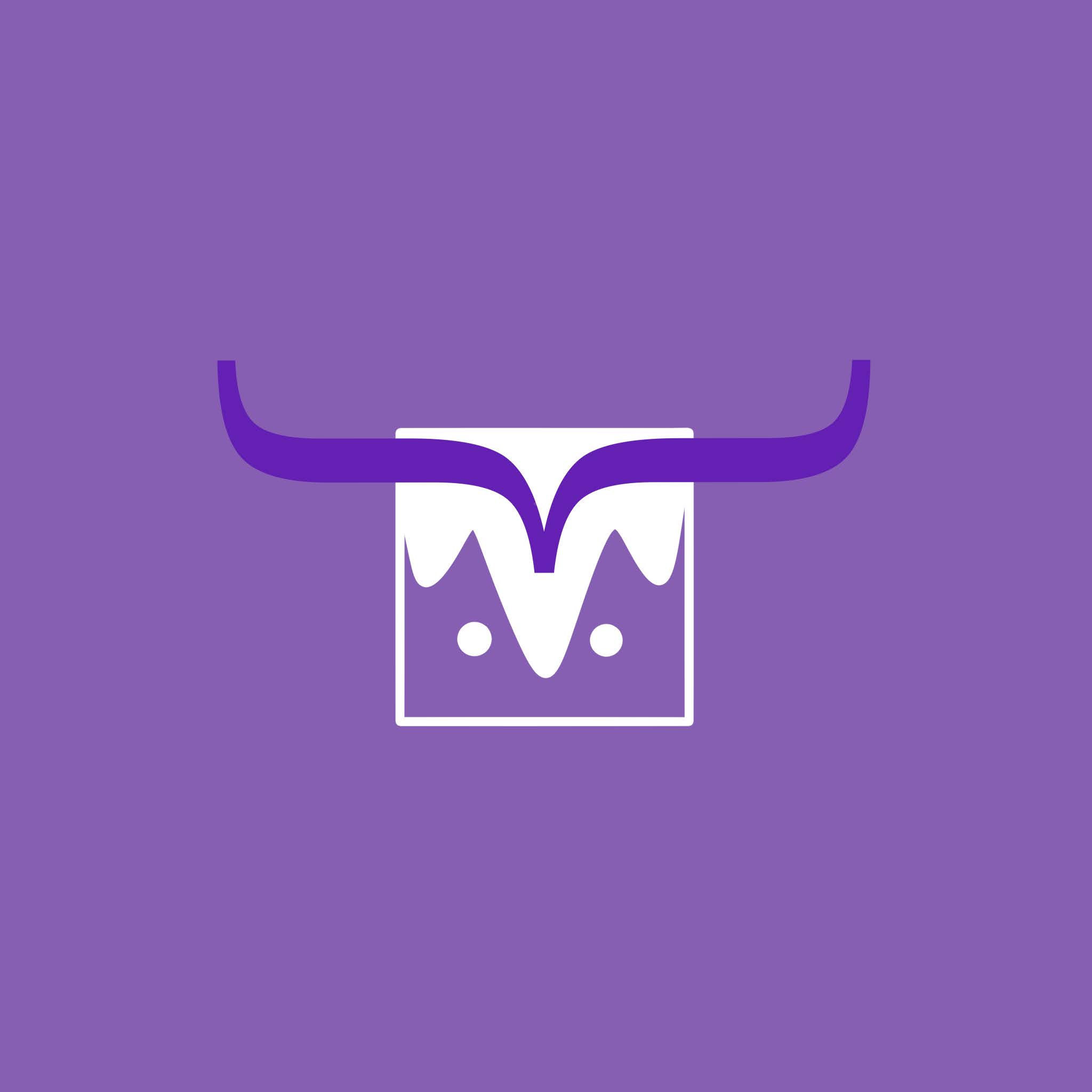 Logo blanco y morado sobre fondo violeta